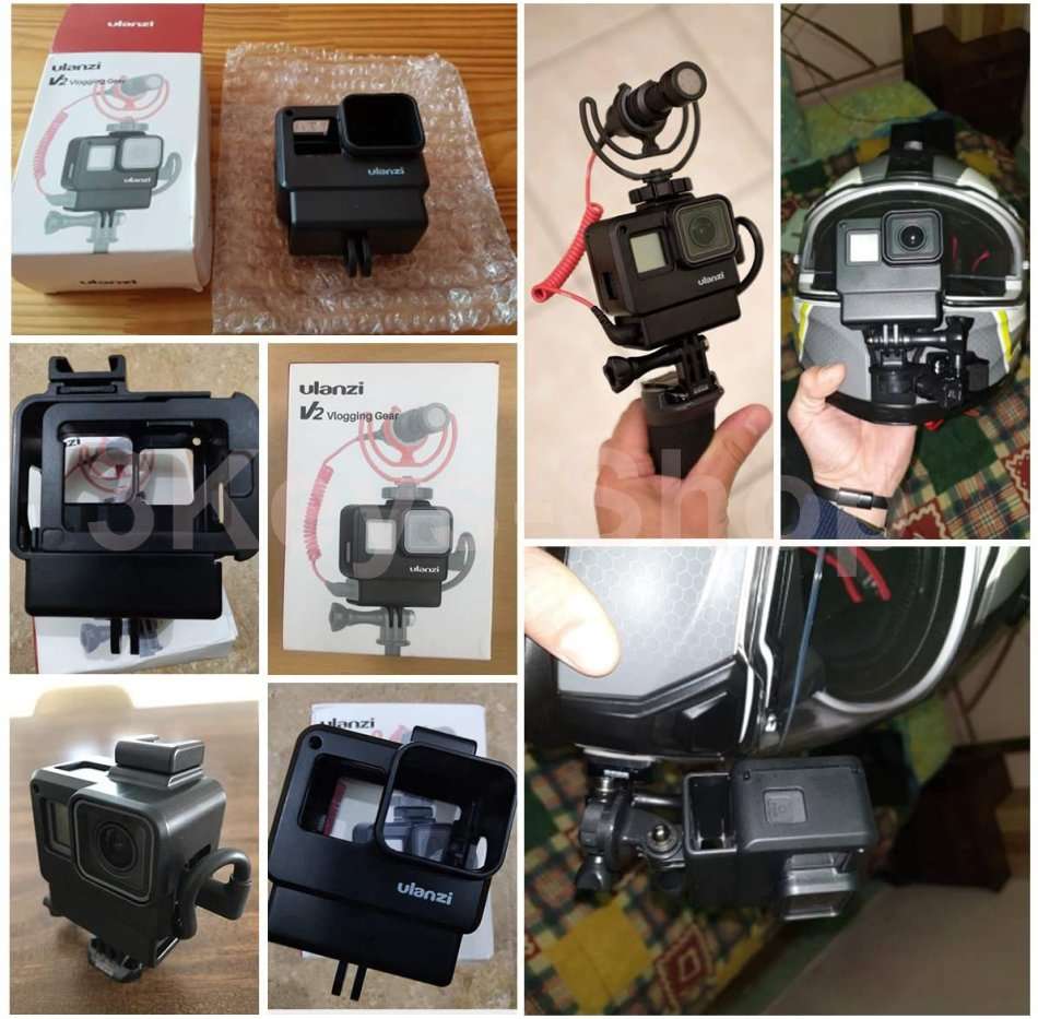 ULANZI V2 Housing Case Vlogging Frame with Microphone Cold Shoe Mount Compatible for GoPro Hero 7 6