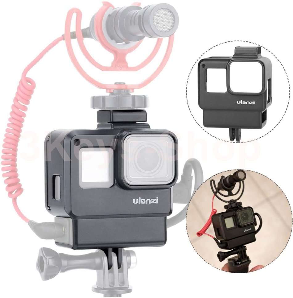 ULANZI V2 Housing Case Vlogging Frame with Microphone Cold Shoe Mount Compatible for GoPro Hero 7 6