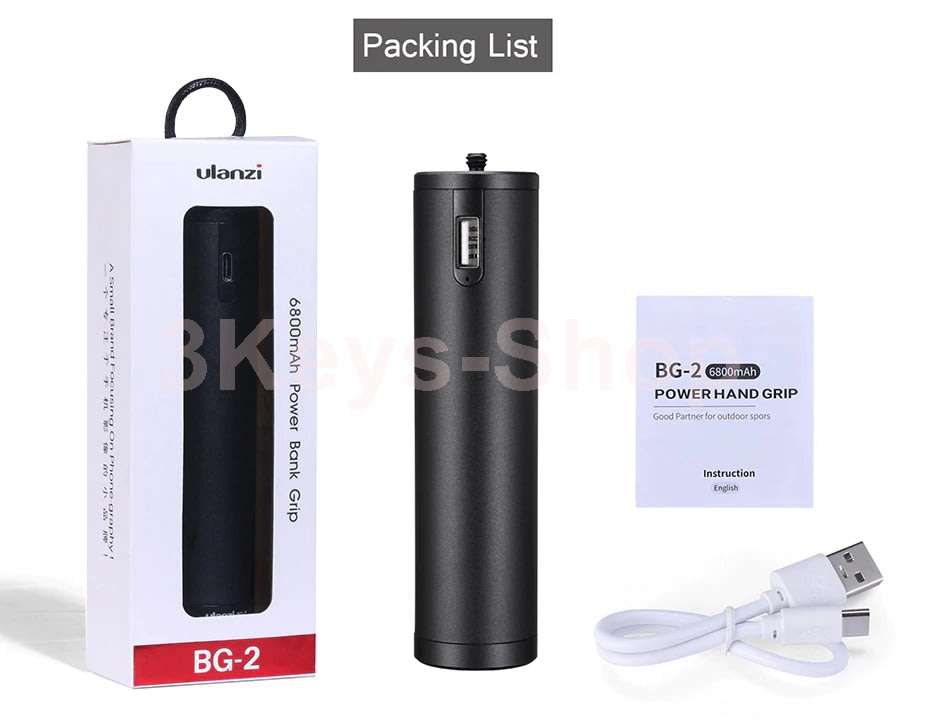 ulanzi BG-2 6800mAh Power Bank Hand Grip 14` Screw USB Type-C for DJI OSMO Pocket GoPro 876 Acti