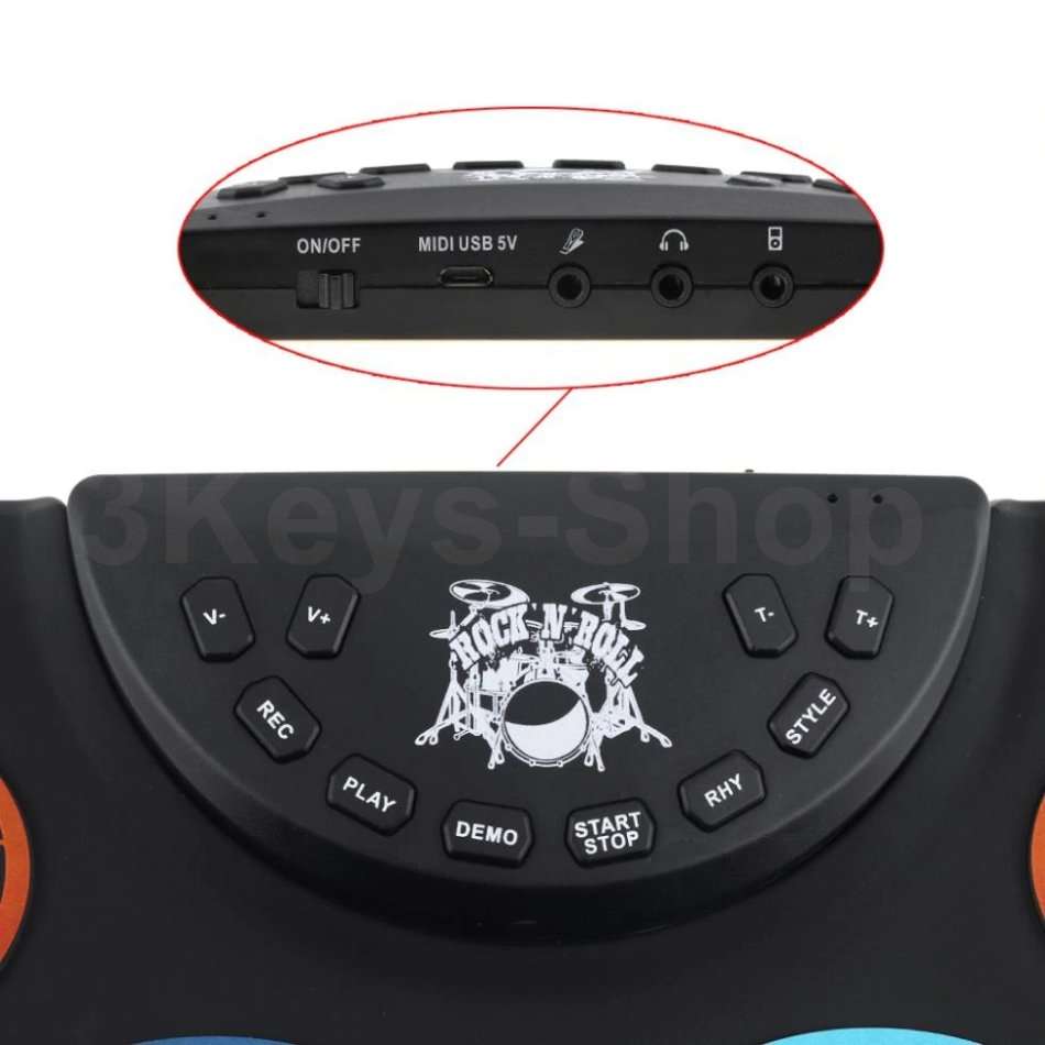 Portable Electronic Digital USB 9 Pads Colorful Roll up Set Silicone Electric Drum Kit with Drumsti