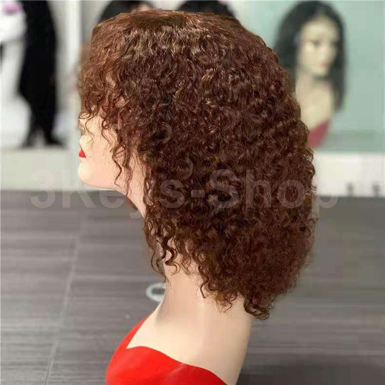 Short Curly Bob Wigs  Virgin Human Hair Non Lace Front Wigs Deep Curly Hair Full Ends 130% Density