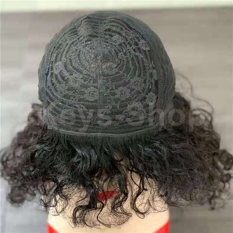 Short Curly Bob Wigs  Virgin Human Hair Non Lace Front Wigs Deep Curly Hair Full Ends 130% Density