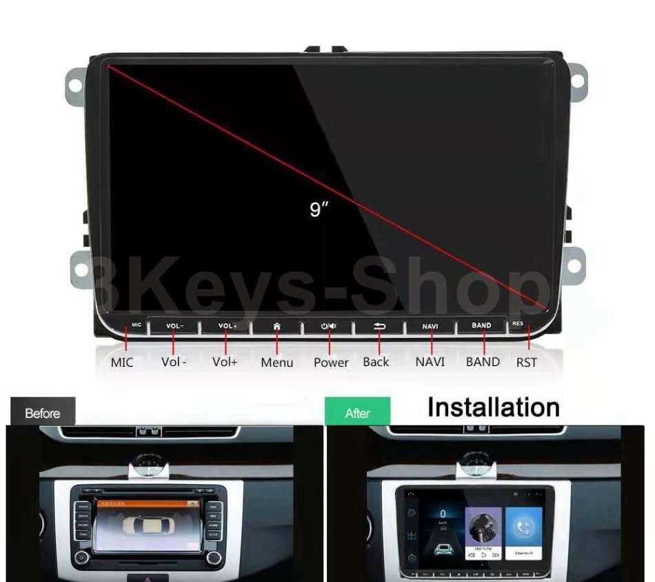 Car Stereo Car 9inch Android 2G RAM+32G ROMIndash Head Unit for Volkswagen Jetta Passat Golf Touran