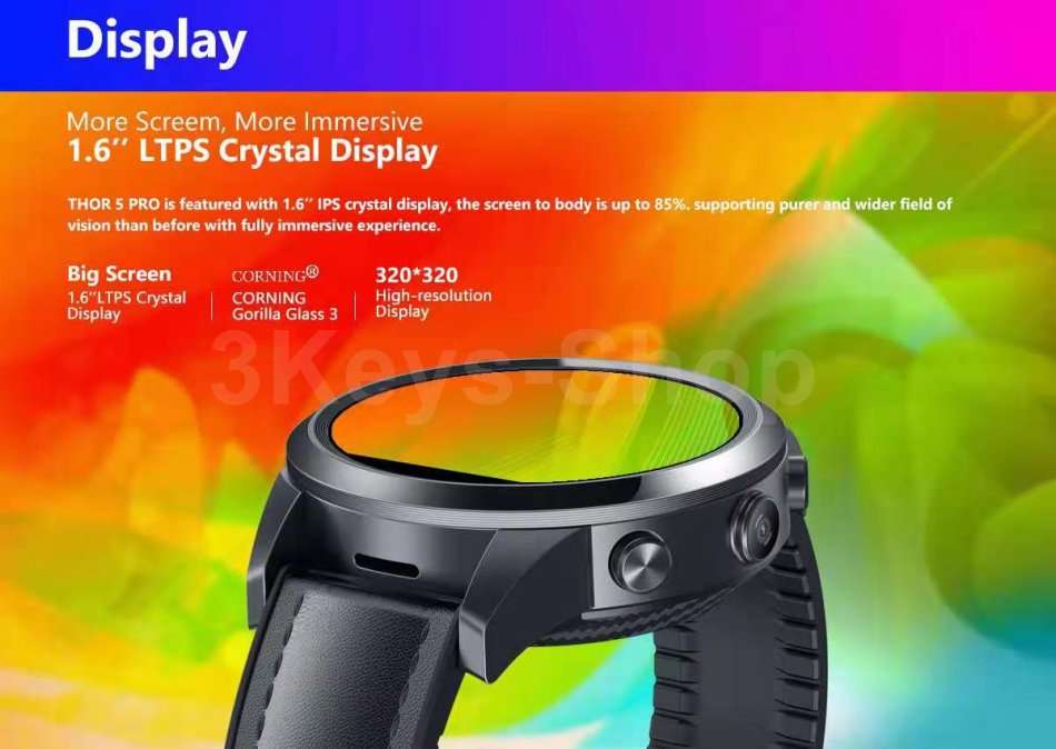 Zeblaze THOR 5 PRO SmartWatch 4G LTE 3GB+32GB Dual Camera Face Unlock Ceramic Bezel Quad Core Sport