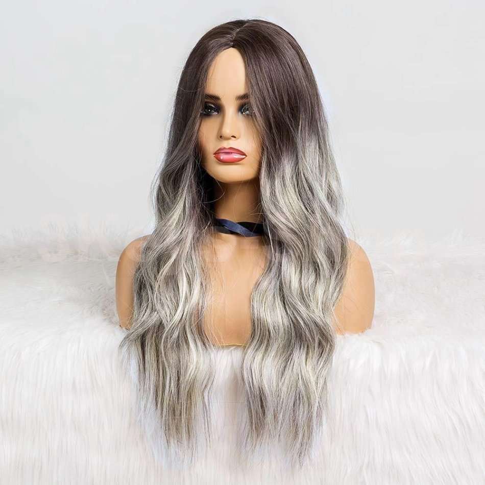 Long Wavy Synthetic Wigs Middle Part Natural Hair Wigs For Women Cosplay Wigs Heat Resistant Fiber (