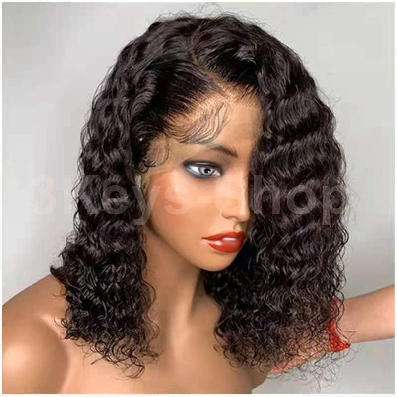 lace closure wigs Brazilian curly wave Lace Front wigs hair curly wigs (14inch)