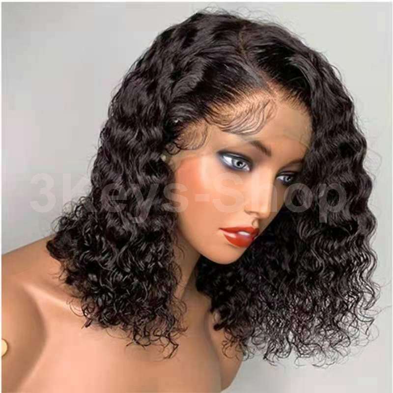 lace closure wigs Brazilian curly wave Lace Front wigs hair curly wigs (14inch)