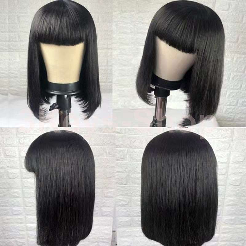 Human Hair Wigs  Short BoB Wigs For Woman BOB Straight Hair  Wigs Natural Color 12 Inch