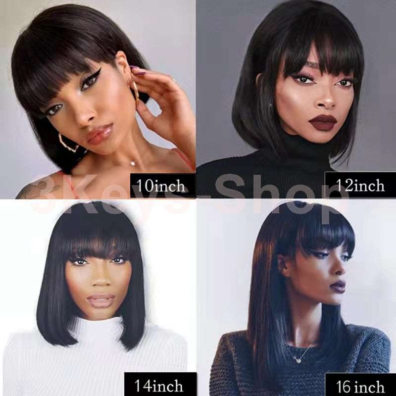 Human Hair Wigs  Short BoB Wigs For Woman BOB Straight Hair  Wigs Natural Color 12 Inch