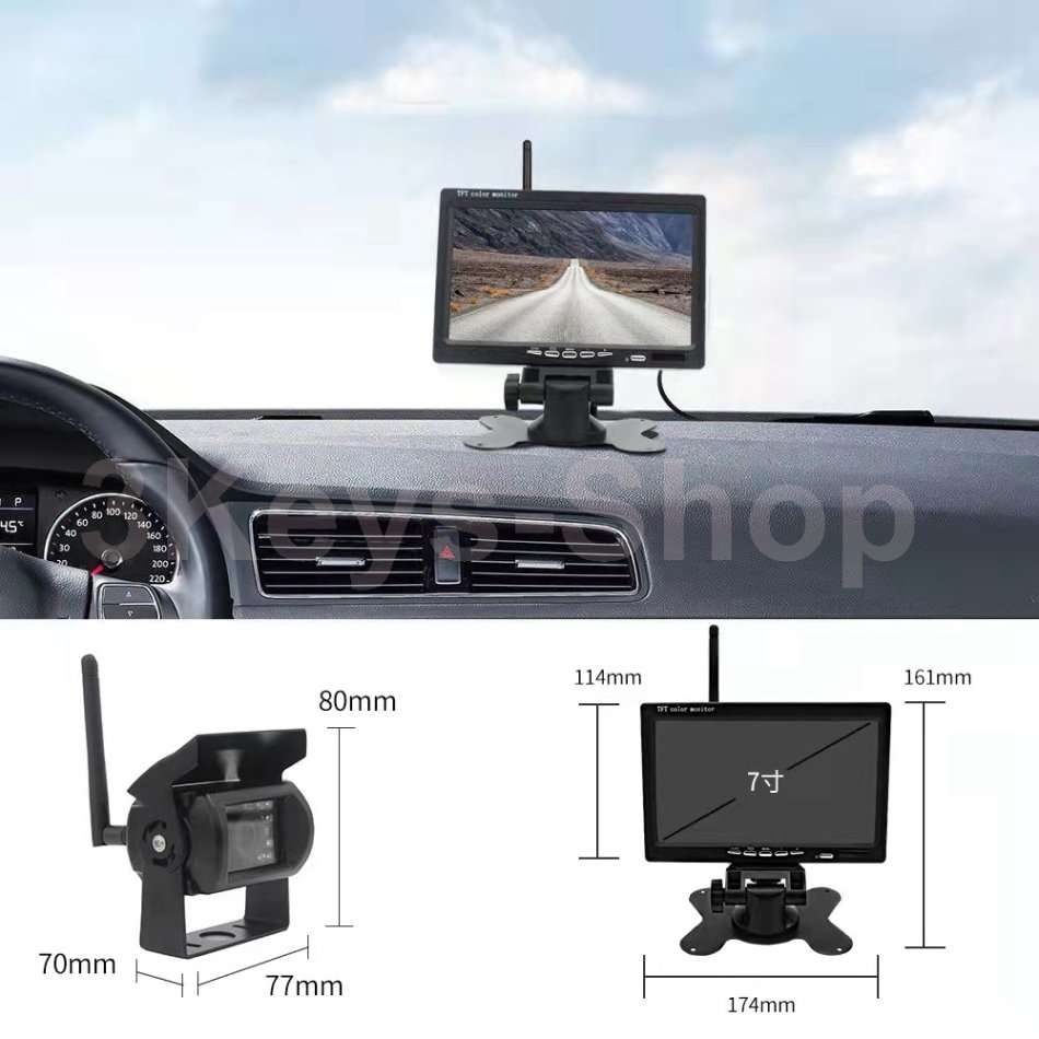 Wireless Car Backup Camera and Monitor Kit, Waterproof Night Vision Wireless Rear View Camera 7 Inch
