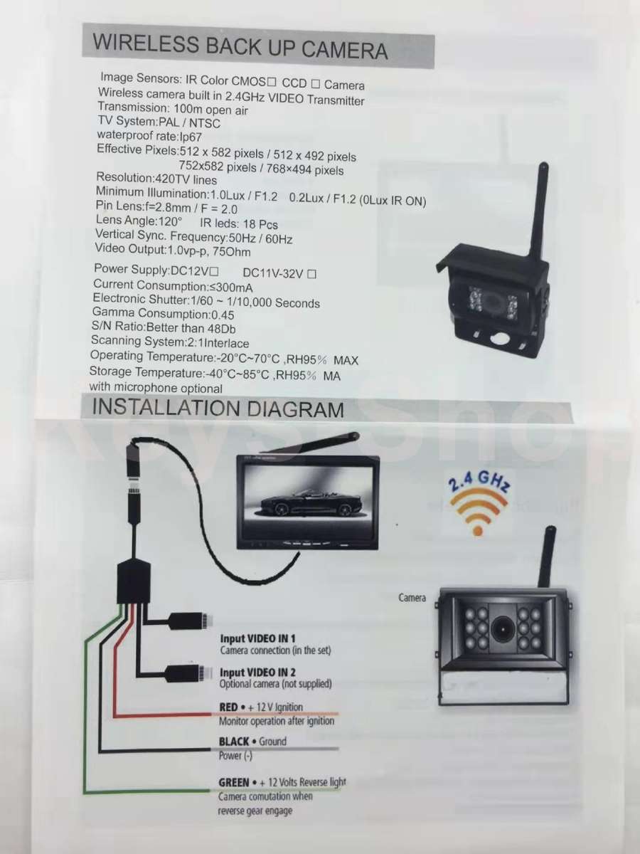 Wireless Car Backup Camera and Monitor Kit, Waterproof Night Vision Wireless Rear View Camera 7 Inch