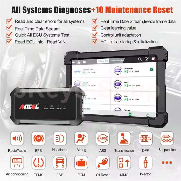 ANCEL X7 Professional OBD2 Scanner TPMS DPF EPB Oil Full System Print Report Engine Scan OBD 2 Car T