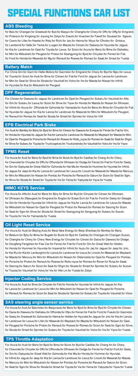 ANCEL X7 Professional OBD2 Scanner TPMS DPF EPB Oil Full System Print Report Engine Scan OBD 2 Car T
