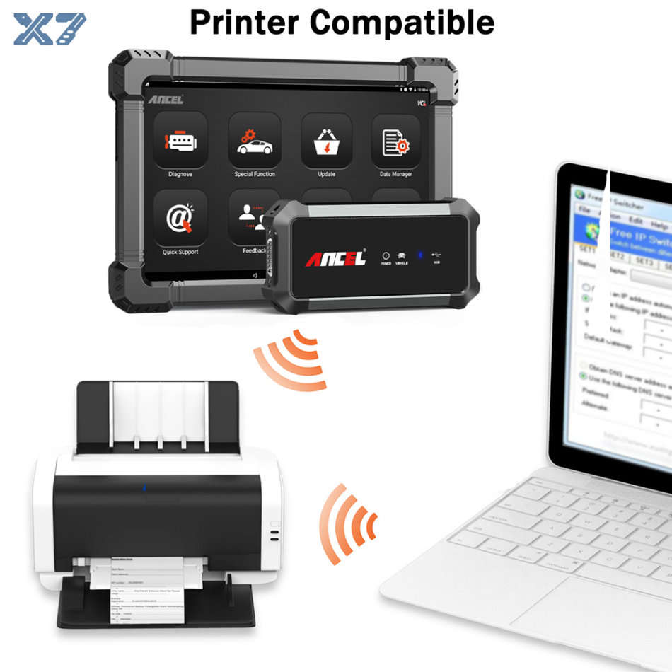 ANCEL X7 Professional OBD2 Scanner TPMS DPF EPB Oil Full System Print Report Engine Scan OBD 2 Car T