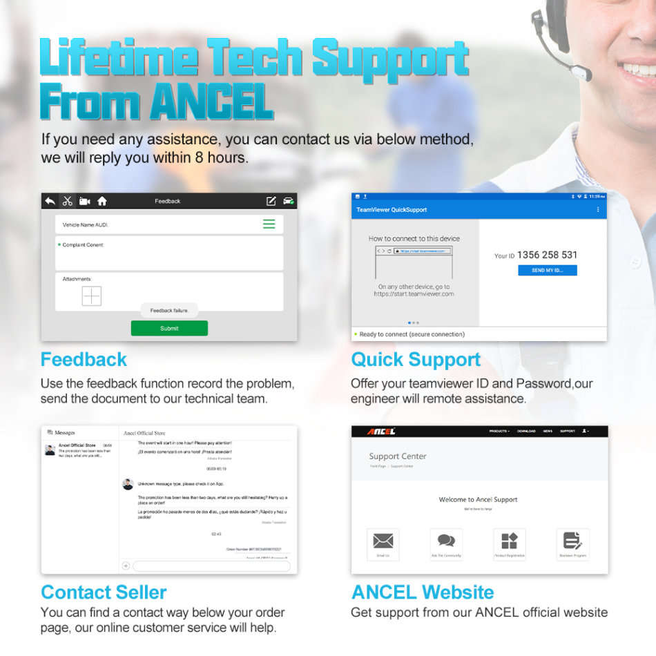 ANCEL X7 Professional OBD2 Scanner TPMS DPF EPB Oil Full System Print Report Engine Scan OBD 2 Car T