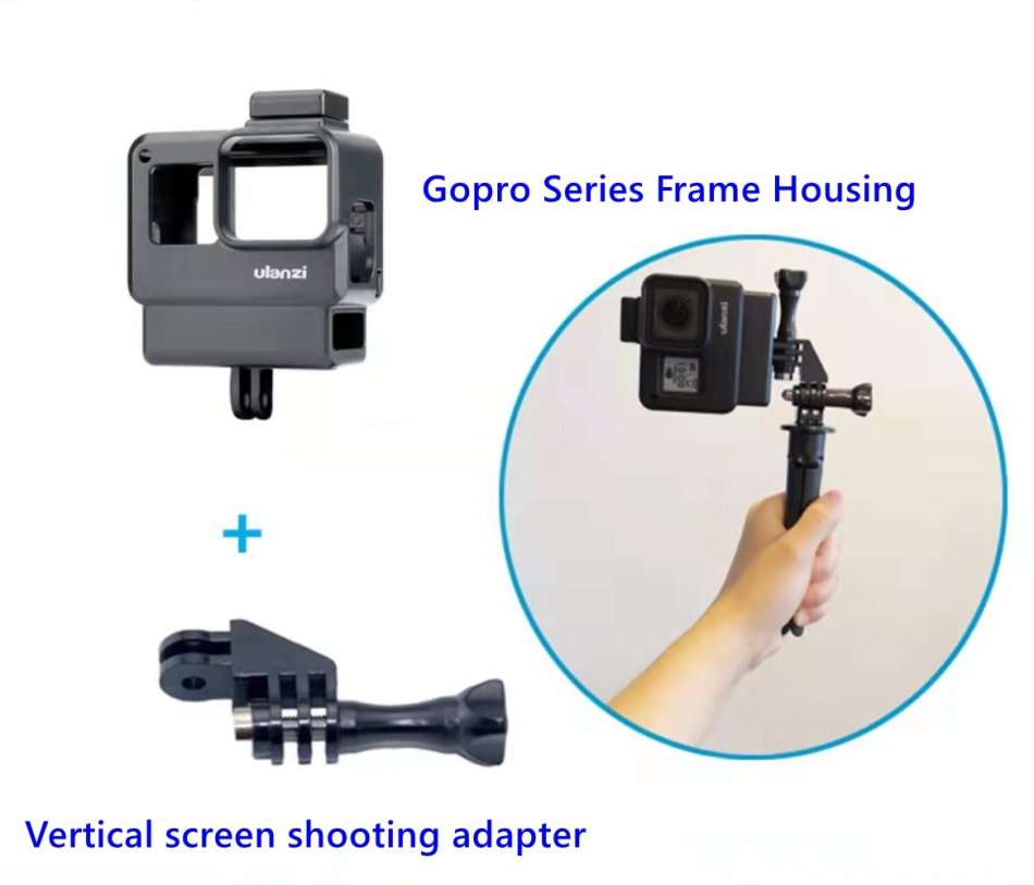Vlogging Protective Case for GoPro Hero 7/6/5 with Cold Shoe Mount Microphone Adapter Storage+Vertic
