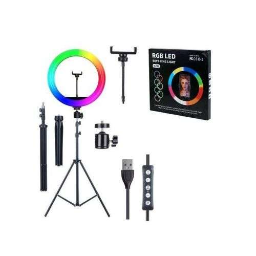 12inch Dimmable RGB LED Selfie Ring Light With Tripod Stand