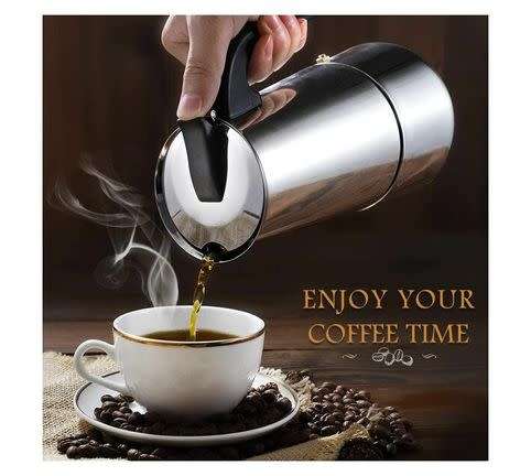 Steel Stove Top Espresso Coffee Maker - 4 Cups