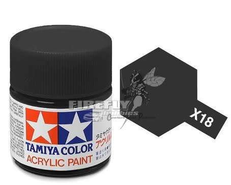 Tamiya X-18 Semi Glos Black Acrylic 23ml.