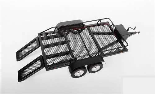 FULL METAL 1/10 DUAL AXLE FLATBED TRAILER KIT w/LIGHTS (R/C ROCK CRAWLER ACC.)