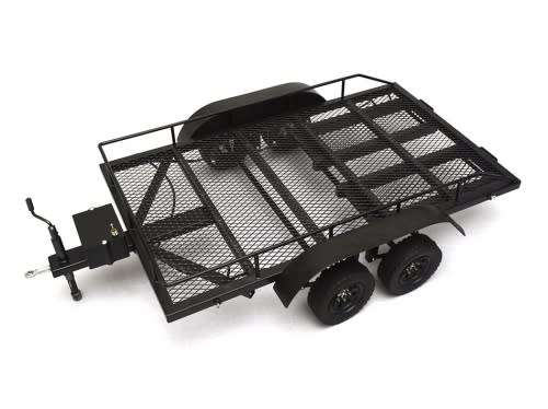 FULL METAL 1/10 DUAL AXLE FLATBED TRAILER KIT w/LIGHTS (R/C ROCK CRAWLER ACC.)