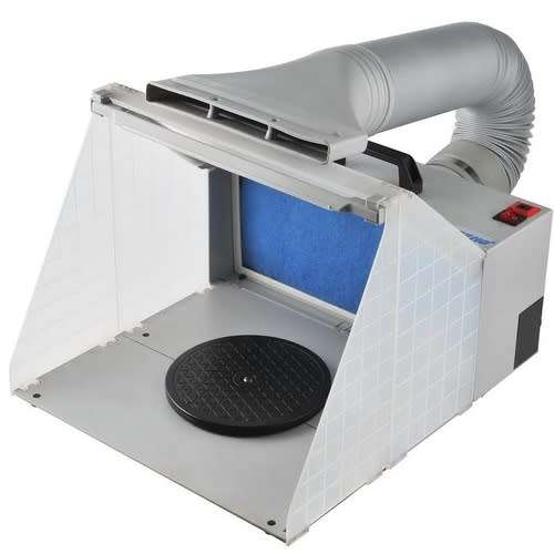 AIRBRUSH SPRAY BOOTH w/ EXTRACTOR AND LED LIGHT #HS-E420DCLK