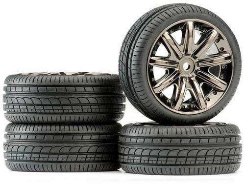 ANSMANN RACING TIRE & RIM SET "SUNN" SMOKE-CHROME