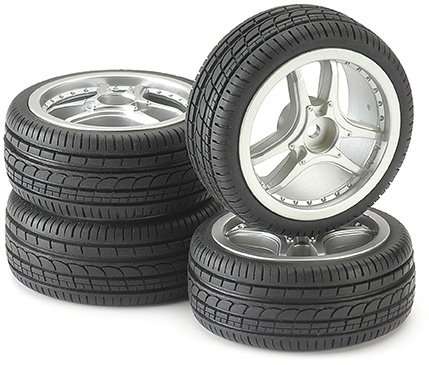 ANSMANN RACING TIRE & RIM SET "LION" SILVER