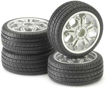 ANSMANN RACING TIRE & RIM SET "SPYDER" SILVER