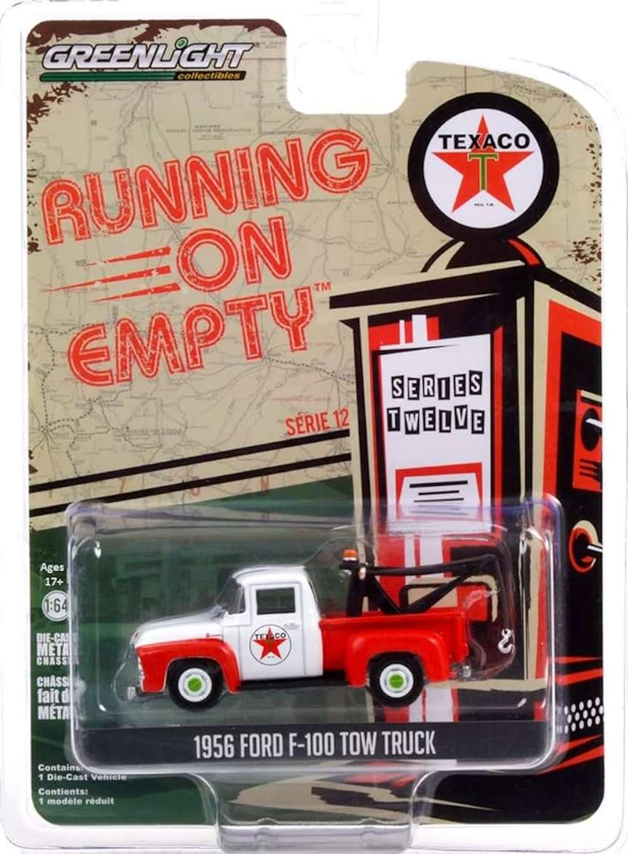Greenlight  1:64 Running on Empty Series 12 1956 Ford F-100 Tow Truck, Texaco