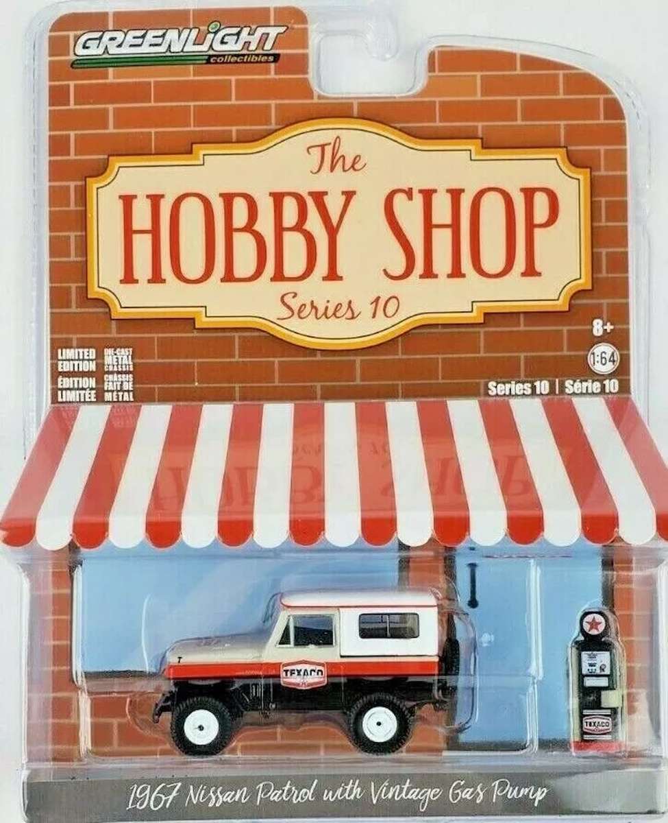 Greenlight  1:64 The Hobby Shop Series 10 1967 Nissan Patrol w/ Vintage Gas Pump
