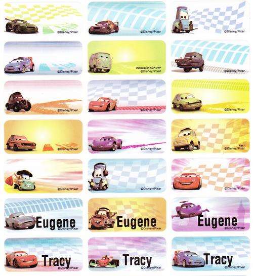 Disney Cars Cartoon Name Labels/ Name Stickers (55 PCS, medium)