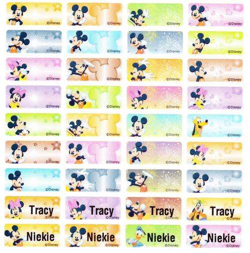 Disney Mickey Mouse Cartoon Name Labels/ Name Stickers (100 PCS, small)