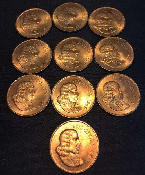 10 x 1965 Afrikaans UNC coins