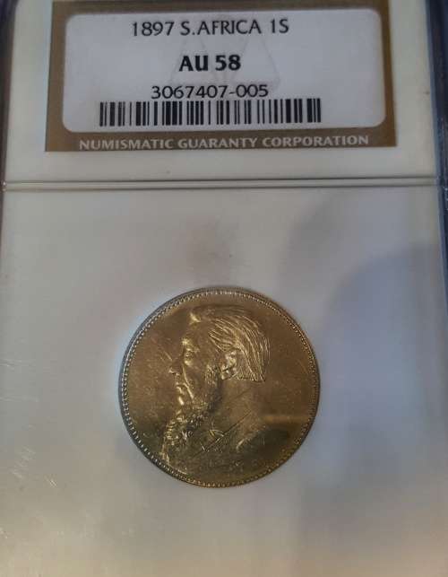 1897 ZAR Shilling NGC AU58