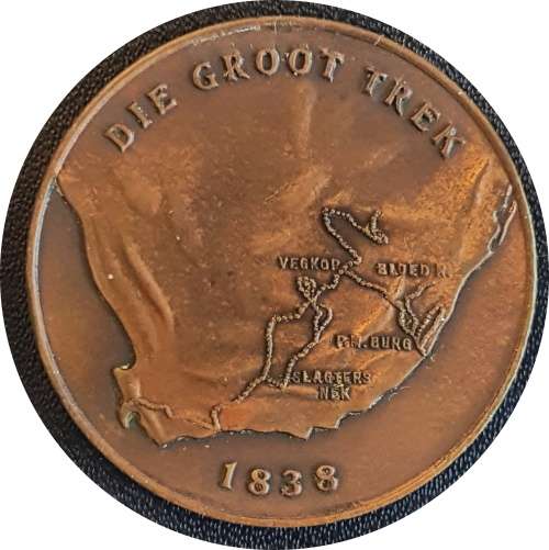 1938 Groot Trek Centenary: Map of Trek medallion, Bronze