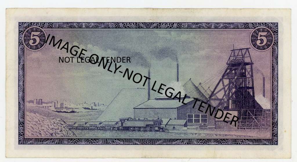 TW de Jongh R5 note. Pick 112b. F137/282726. Springbok Watermark.