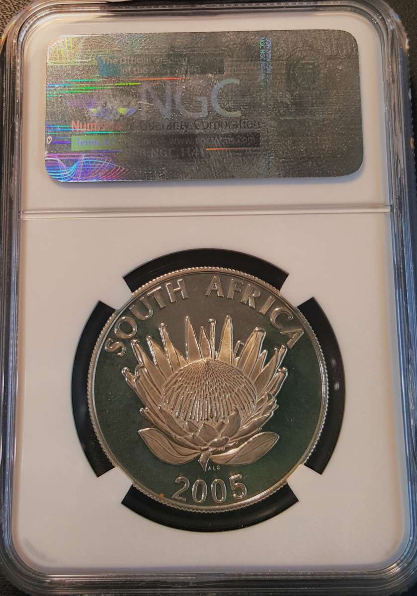 2005 Silver R1 Albert Luthuli NGC MS66. ONLY 256 NON PROOF COINS MINTED.