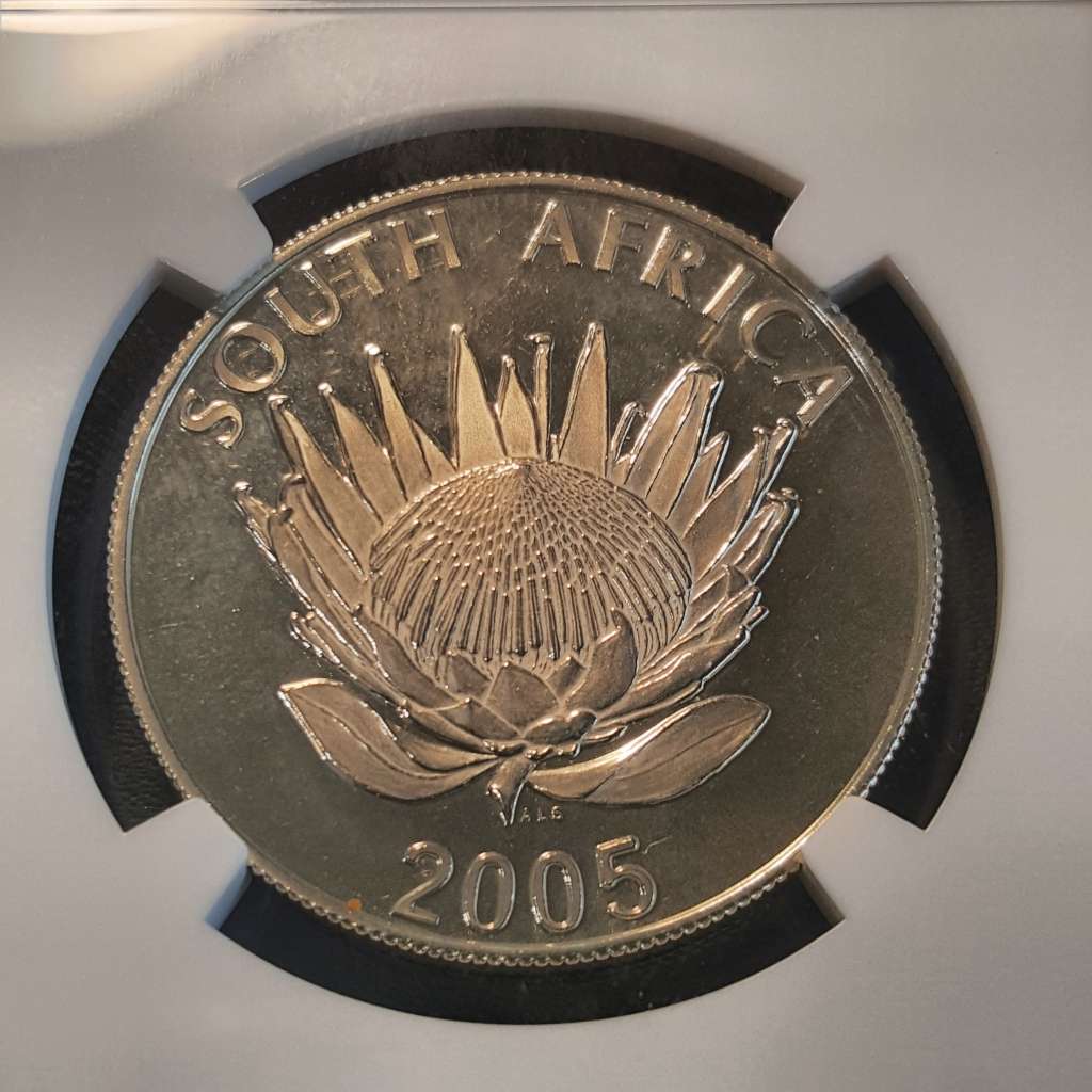 2005 Silver R1 Albert Luthuli NGC MS66. ONLY 256 NON PROOF COINS MINTED.
