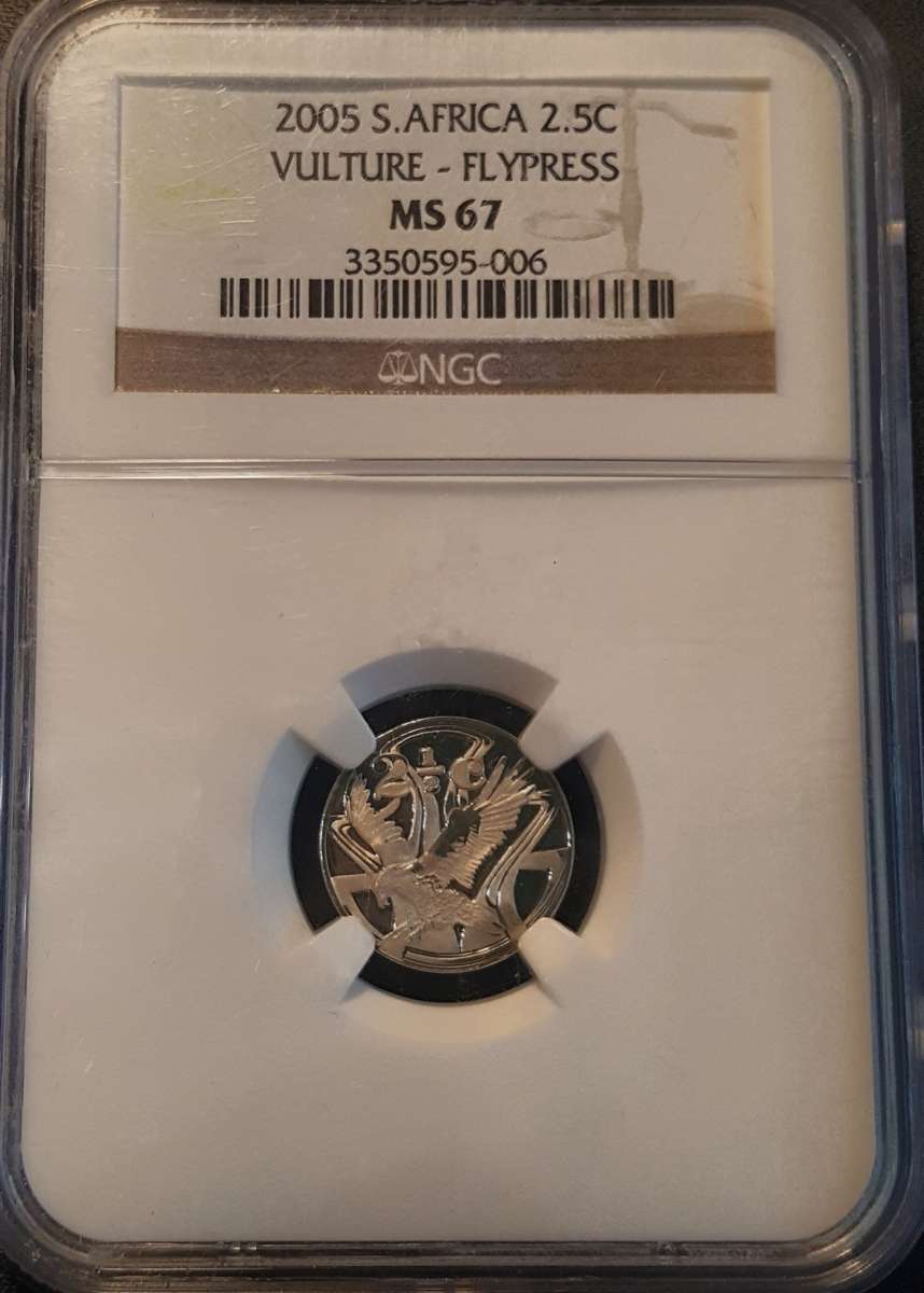 2005 Flypress,2.5 Cent NGC MS67, Vulture