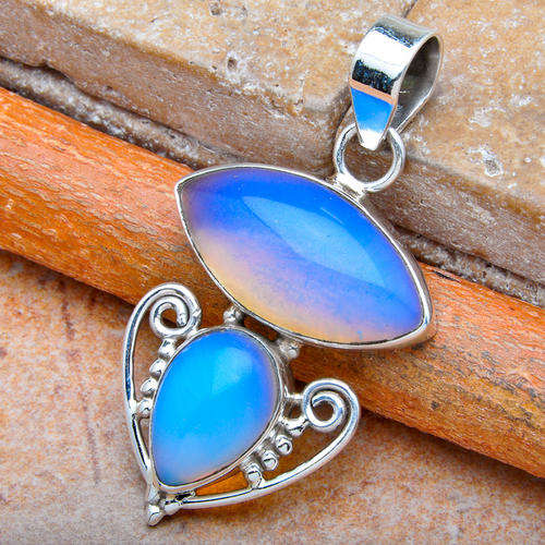Beautiful genuine opalite pendant in .925 sterling silver