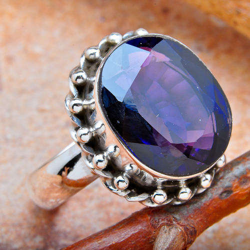 Stunning genuine dark amethyst ring in .925 sterling silver