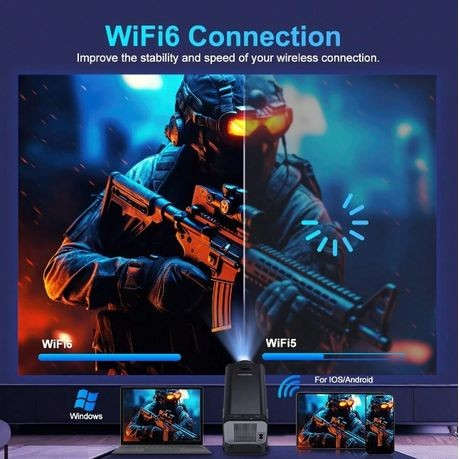 Full HD 4K Projector With Dual HiFi Stereo Surround Sound - Black