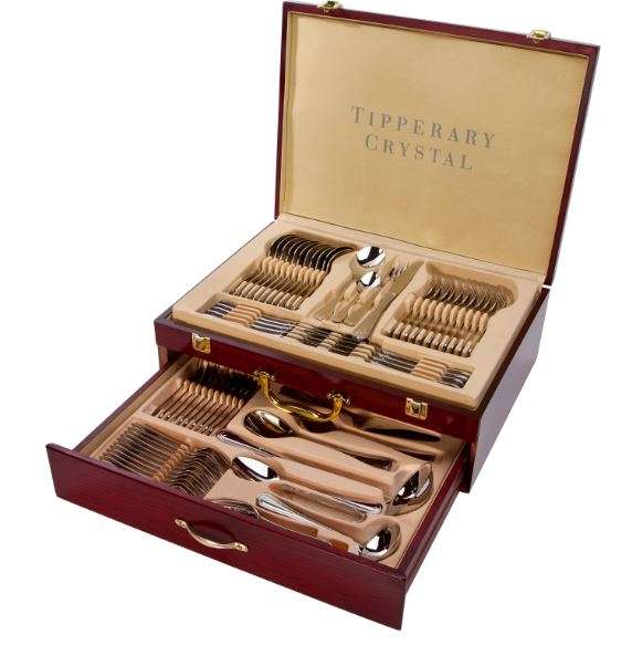 Tipperary Crystal 84 Piece Cutlery Set with Wooden box