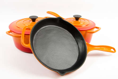Five Piece Cast Iron Enamel Cookware Pot Set
