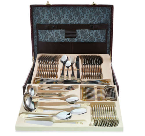 72 Piece Stainless Steel Cutlery Set with Faux Leather Case