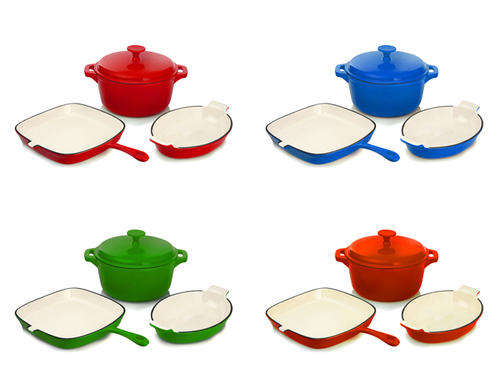 Rystel Four Piece Cast Iron Enamel Cookware Pot Set