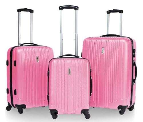 3 Piece ABS Trolley Luggage Bag Set , 20" 24" 28" - Pink