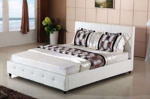 Hazlo Upholstered Faux Leather Bed Base with Headboard - Queen