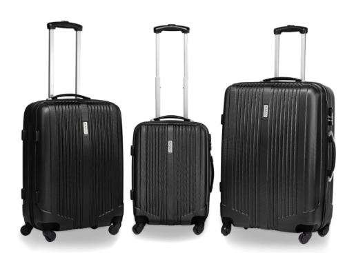 3 Piece ABS Trolley Luggage Bag Set , 20" 24" 28" - Black